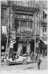 Postal que representa el music hall Olympia, 28 Boulevard des Capucines, París, principios del siglo XX